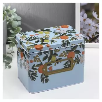 Шкатулка металл прямоугольная "Лимоны и апельсины" 12,7х10,8х15,8 см