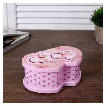 Шкатулка музыкальная механическая "Двойное сердце" 7,5х16х10 см
