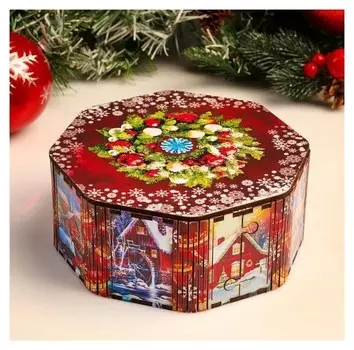 Шкатулка восьмигранная "Красная сказка", 15,3х15,3х6,7 см