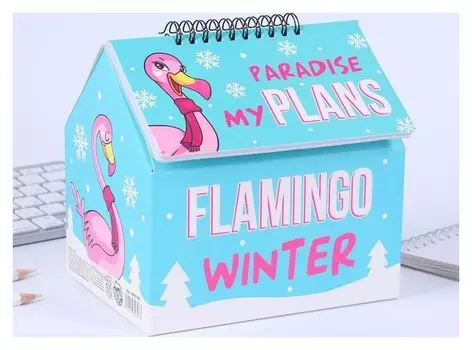 Шкатулка - домик Flamingo Winter, + планер 50 листов