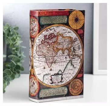 Шкатулка-книга дерево "Карта колумба" кожзам 21х13х5 см