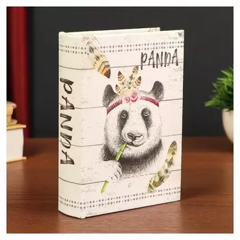 Шкатулка-книга дерево кожзам "Панда-индеец" 18х13х4 см