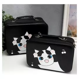 Шкатулка кожзам для косметики "Пятнистый кот" чемодан н-р 2 шт 8,5х15,5х23, 11х18,5х24,5 см 508454