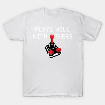 Футболка женская Plays Well With Others Gaming Harajuku Print Kawaii футболка летняя женская футболка с коротким рукавом топ футболка S