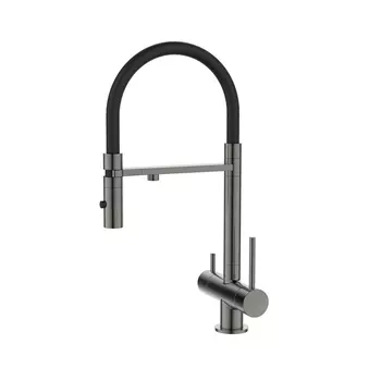 Смеситель для кухонной мойки Iddis Ace ACEGMFFi05 с фильтром и гибким изливом, графит