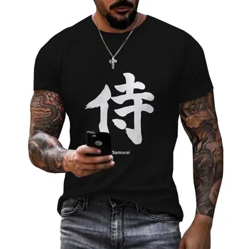 Японская футболка самураев с 3D принтом Warriors Bushido, уличная одежда, футболка большого размера с круглым вырезом, мужские модные повседневные футболки с короткими рукавами 4XL