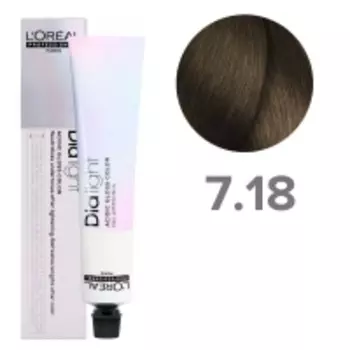 L'Oreal Professionnel - Полуперманентный краситель без аммиака Dia Light, тон 7.18 блондин пепельный мокка, 50 мл