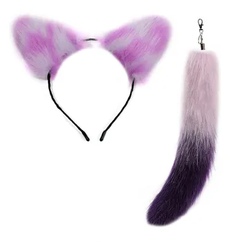 Cat Ears Headband and Faux Tail Keychain Elegant Cosplay Accessories Stylish Pendant for Handbag Backpack Decoration 4