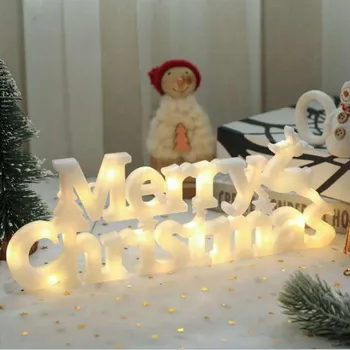 Plastic Merry Christmas Lighted Sign Christmas Hanging Ornament Plastic Wall Door Decoration
