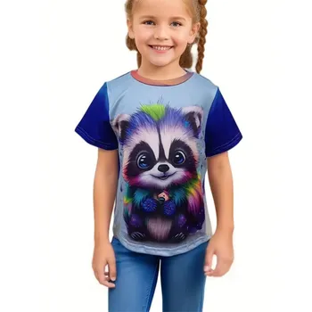 Girl Clothes Cartoon Cute Rabbit 3D Print Funny Animal Lover Boy Girl Short Sleeve tops 4-14Y 110