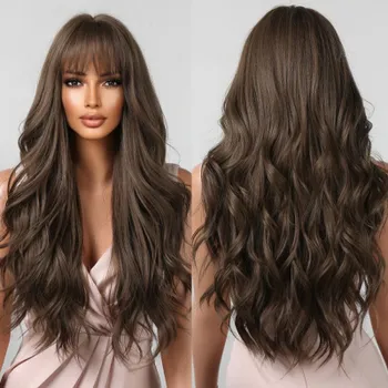 Qi Bangs Platinum Barbie Wind Big Wave Длинные вьющиеся волосы Пушистый парик для лица Полный головной убор Парик lc1108-1