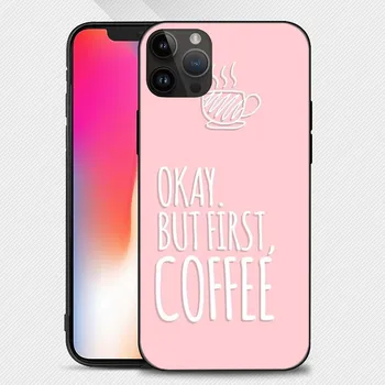 Ok But First Coffee Book Girl Phone Case iphone15 14 13 12 11 Pro Max Mini X 7 8 Soft Case iPhone14