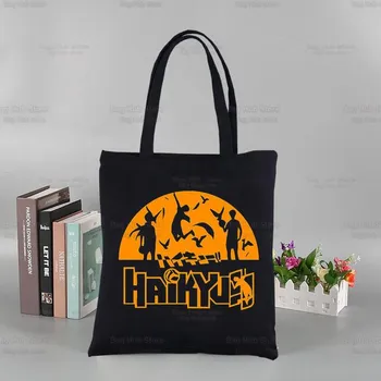 Haikyuu Волейбольная аниме большая сумка на заказ Shoyo Kuroo Bokuto Oya Oya Oya Manga Shopping Черные дорожные холщовые сумки Эко-сумка-шоппер 24*26cm