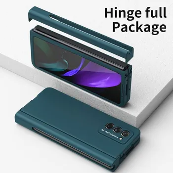 Полная защита Fold4 5g, чехол из закаленного стекла для Samsung Galaxy Z Fold 4 Fold4 Fold3 Fold2 Fold 2 3 Zfold4 S, держатель для ручек for Samsung Z Fold 4 розовый