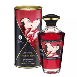 SHUNGA Масло интимное разогревающее массажное Пылающая вишня 100.0