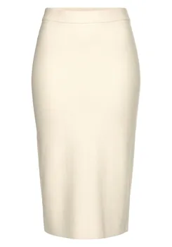 Юбка до колена LASCANA Strick, светло бежевый