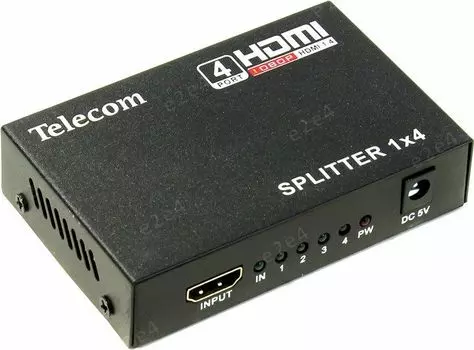 Разветвитель HDMI Telecom TTS5020, 1xHDMI(19F)-4xHDMI(19F) v1.4, 1920x1080, блок питания (TTS5020)