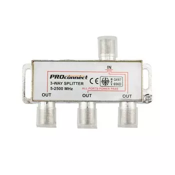Разветвитель TV(F)-3xTV(F), серебристый Proconnect (05-6202-4)
