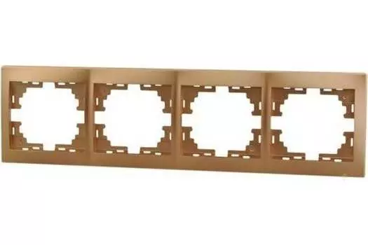 Рамка LEZARD КВАРТА Mira, горизонтальная, 4-поста, золотой металлик (701-1300-149)