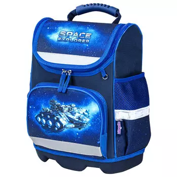 Ранец ЮНЛАНДИЯ WISE Space explorer, анатомическая, вентилируемая, формоустойчивая спинка, 1 отделение, синий/голубой (270588)