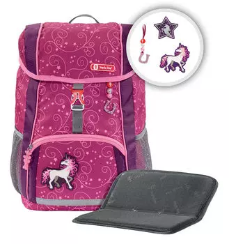 Ранец Step By Step Kid Unicorn Абстракция 2 предмета, ортопедическая, жесткая, 2 отделения, розовый (188105)