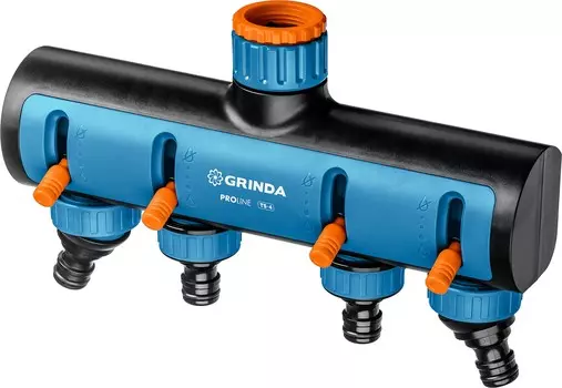 Распределитель воды четырехканальный GRINDA PROLine TS-4, механический, 3/4" (19 мм) - 1" (25 мм) (8-426313/8-426313_z02)
