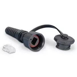 Разъем Hyperline PLUG-IE-8P8C-PV-C6 промышленный RJ-45 (8P8C) под витую пару, IP67, кат. 6, с защитной крышкой