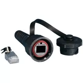 Разъем Hyperline PLUG-IE-8P8C-PV-C6-SH промышленный RJ-45 (8P8C) под витую пару, IP67, категория 6, с защитной крышкой, экранированный (SH)
