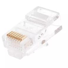 Коннектор NikoMax NMC-RJ88RE06UD1-100 под витую пару RJ45/8P8C, Кат.5e, покрытие 6мкд, под многожильный кабель, уп-ка 100шт