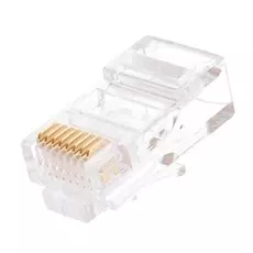 Коннектор NikoMax NMC-RJ88RE50UD1-100 под витую пару RJ45/8P8C, Кат.5e, покрытие 50мкд, под многожильный кабель, уп-ка 100шт