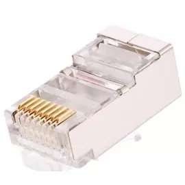 Коннектор NikoMax NMC-RJ88RZ50SD1-100 под витую пару RJ45/8P8C, Кат.5e, покрытие 50мкд, универсальный, экранированный, уп-ка 100шт