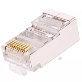 Коннектор NikoMax NMC-RJ88RZ50SE1-100 под витую пару RJ45/8P8C, Кат.6, покрытие 50мкд, универсальный, экранированный, уп-ка 100шт