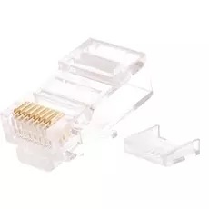 Коннектор NikoMax NMC-RJ88RZ50UD2-100 под витую пару RJ45/8P8C, Кат.5e, покрытие 50мкд, универсальный, с короткой вставкой, уп-ка 100шт
