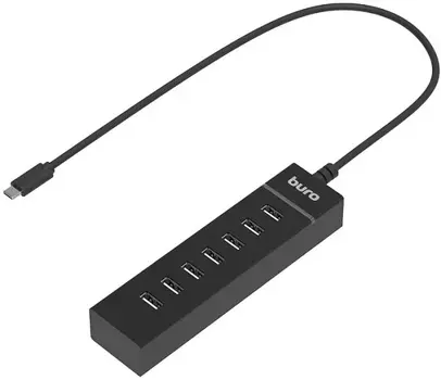 Разветвитель Buro BPH-C-P107 BU-USBC-HUB-7U2 USB-C 7порт. черный (2021260)