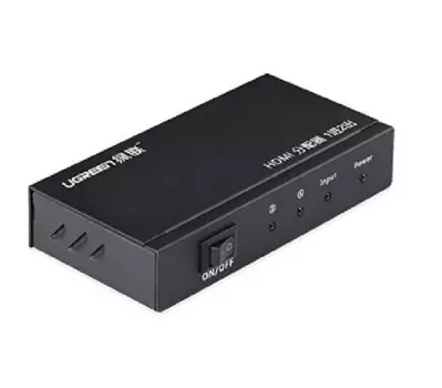 Разветвитель HDMI UGREEN 40201EU 1x2 с адаптером питания 5V 2A DC. Цвет: черный