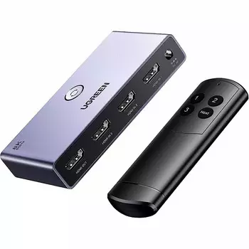 Разветвитель HDMI UGREEN CM624 15604_ 3-в-1 с кабелем USB-A - DC 1,5 м. Цвет: черный