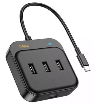 Разветвитель Hoco HB35 USB-C 4порт. черный