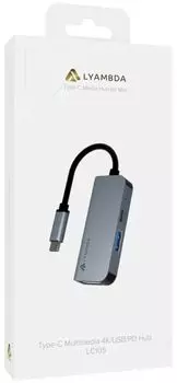 Разветвитель Lyambda LC105 Type-C 3 в 1 4K/USB/PD Hub