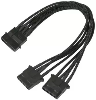 Разветвитель Nanoxia NX4PY2E 4-pin MOLEX в 2 х 4-pin MOLEX, 20 см, индивидуальная оплетка, черный