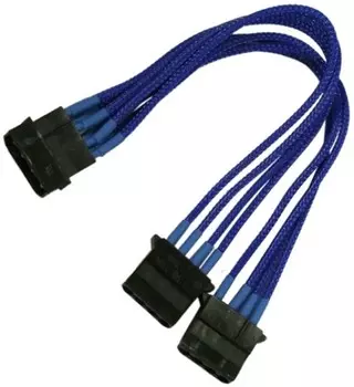 Разветвитель Nanoxia NX4PY2EB 4-pin MOLEX в 2 х 4-pin MOLEX, 20 см, индивидуальная оплетка, синий