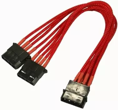 Разветвитель Nanoxia NX4PY2ER 4-pin MOLEX в 2 х 4-pin MOLEX, 20 см, индивидуальная оплетка, красный