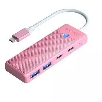 Разветвитель Orico PAPW2AC-C3-015-PK-EP с 2xUSB-A 3.0, 1xUSB-C 3.0, 1xPD 100Вт, 5 Гбит/с, подключение через USB-C, кабель 0,15м, розовый