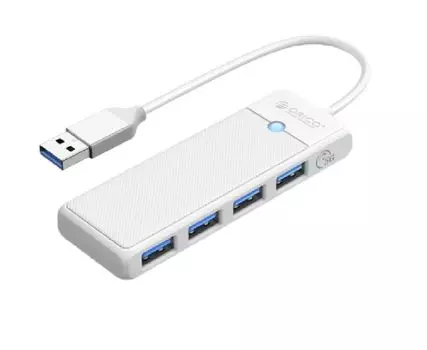Разветвитель Orico PAPW4A-U3-015-WH-EP с 4xUSB-A 3.0, 5 Гбит/с, подключение через USB-A, кабель 0,15м, белый