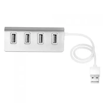 Разветвитель USB 2.0 GCR GCR-UH224S Хаб на 4 порта 0,15m , silver, 04065