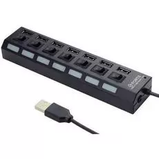 Разветвитель USB 2.0 Gembird UHB-U2P7-02 7x USB портов, питание, блистер