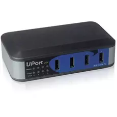 Разветвитель USB 2.0 MOXA UPort 204 4-портовый USB-хаб в пластиковом корпусе (в комплекте: устройство, адаптер питания, краткое руководство пользовате