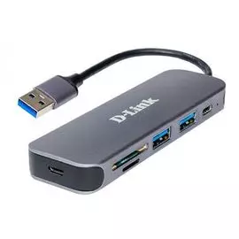 Разветвитель USB 3.0 D-link DUB-1325/A1A 2-port USB, USB Type-C port, SD and microSD card slots Hub.2 downstream USB type A (female) ports, 1 downstre
