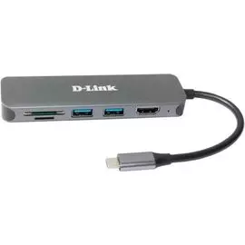Разветвитель USB 3.0 D-link DUB-2327/A1A 2*USB3.0, USB-C/PD3.0, HDMI, SD/microSD Card Reader