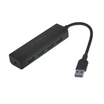 Разветвитель USB 3.1 Gembird UHB-C354 4хUSB, с доп.питанием (порт DC), кабель USB 15см, черный