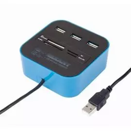 Разветвитель USB 3.1 Rexant 18-4121 USB на 3 порта+картридер (все в одном) черный